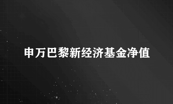 申万巴黎新经济基金净值