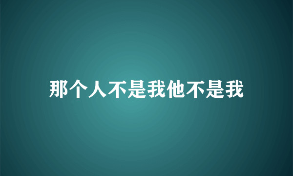 那个人不是我他不是我