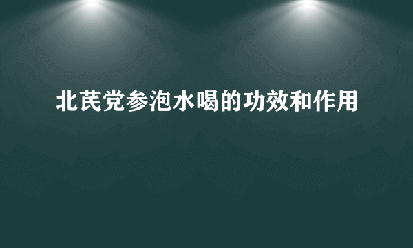 北芪党参泡水喝的功效和作用