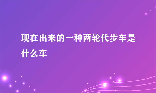 现在出来的一种两轮代步车是什么车