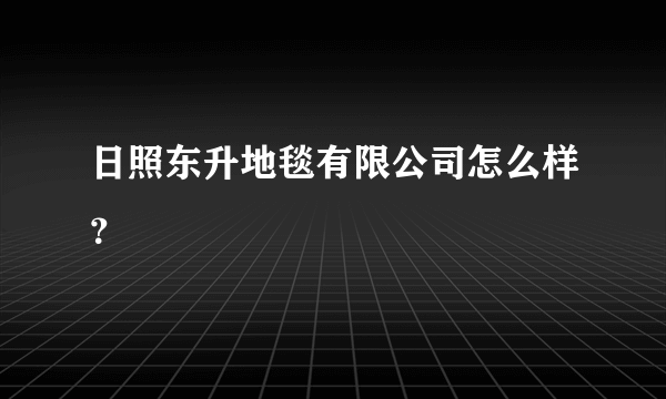 日照东升地毯有限公司怎么样？