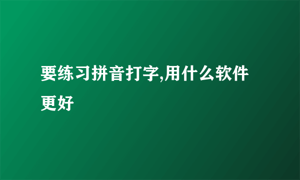 要练习拼音打字,用什么软件更好