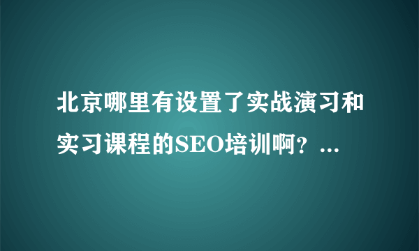 北京哪里有设置了实战演习和实习课程的SEO培训啊？？最好是在北京朝阳的SEO培训，先谢谢大家了