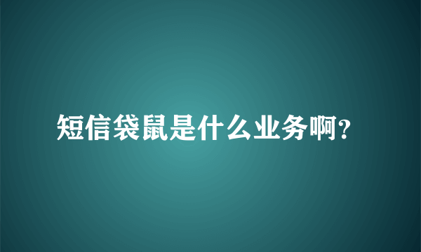 短信袋鼠是什么业务啊？