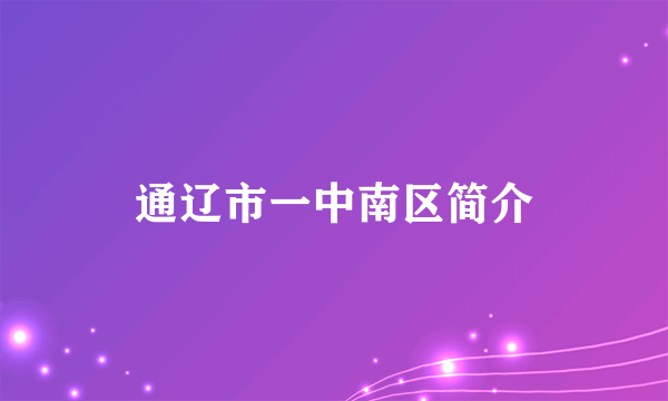 通辽市一中南区简介