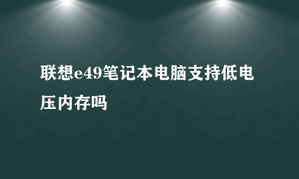 联想e49笔记本电脑支持低电压内存吗