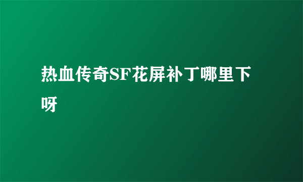 热血传奇SF花屏补丁哪里下呀