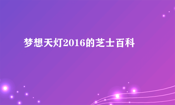 梦想天灯2016的芝士百科