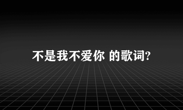 不是我不爱你 的歌词?