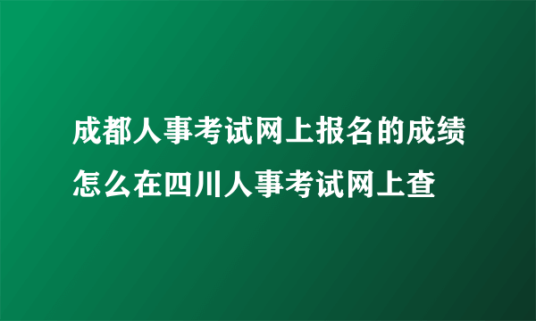 成都人事考试网上报名的成绩怎么在四川人事考试网上查