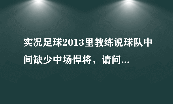 实况足球2013里教练说球队中间缺少中场悍将，请问一下中场悍将应该有哪些技能。