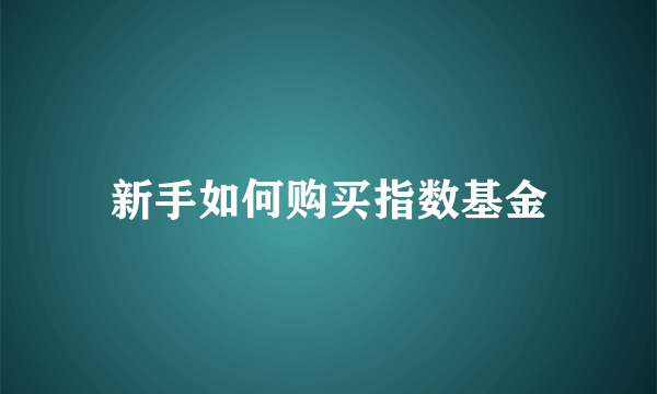 新手如何购买指数基金