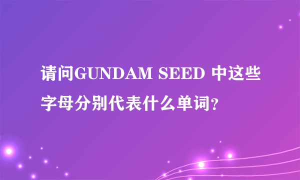 请问GUNDAM SEED 中这些字母分别代表什么单词？