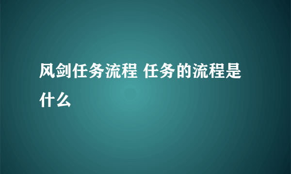 风剑任务流程 任务的流程是什么