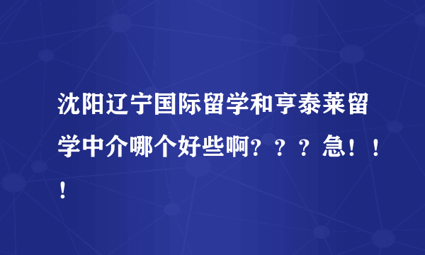 沈阳辽宁国际留学和亨泰莱留学中介哪个好些啊？？？急！！！