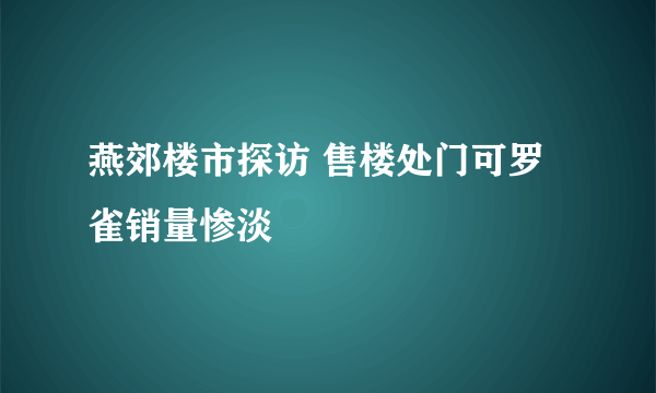 燕郊楼市探访 售楼处门可罗雀销量惨淡