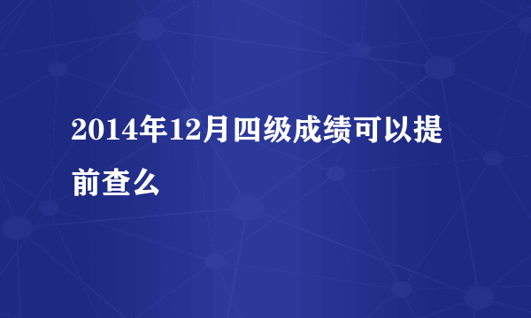 2014年12月四级成绩可以提前查么