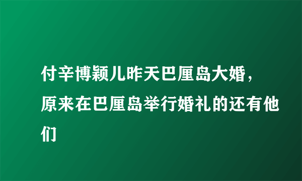 付辛博颖儿昨天巴厘岛大婚，原来在巴厘岛举行婚礼的还有他们