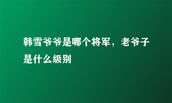 韩雪爷爷是哪个将军，老爷子是什么级别