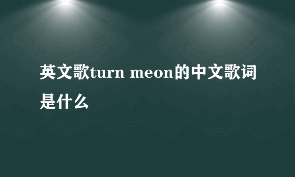 英文歌turn meon的中文歌词是什么