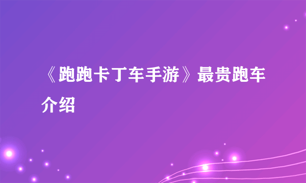 《跑跑卡丁车手游》最贵跑车介绍