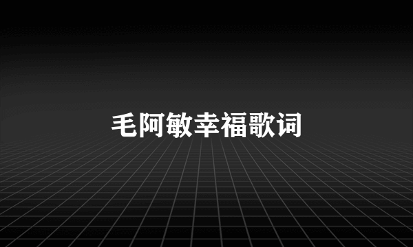 毛阿敏幸福歌词