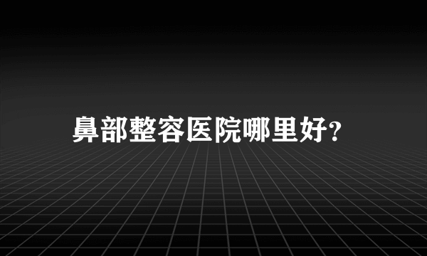 鼻部整容医院哪里好？