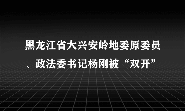 黑龙江省大兴安岭地委原委员、政法委书记杨刚被“双开”