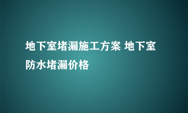 地下室堵漏施工方案 地下室防水堵漏价格