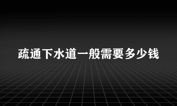 疏通下水道一般需要多少钱