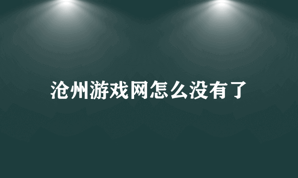 沧州游戏网怎么没有了