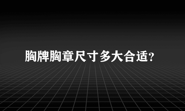 胸牌胸章尺寸多大合适？