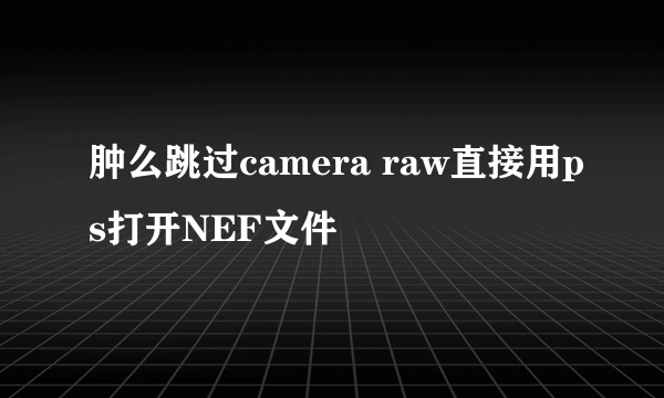 肿么跳过camera raw直接用ps打开NEF文件