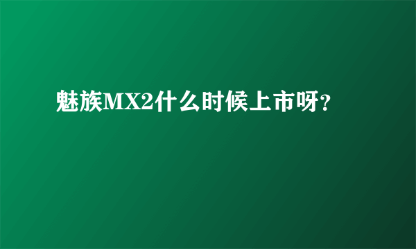 魅族MX2什么时候上市呀？