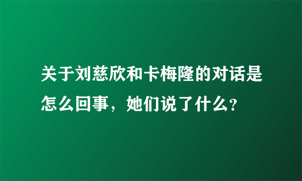 关于刘慈欣和卡梅隆的对话是怎么回事，她们说了什么？