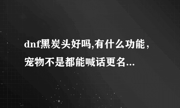 dnf黑炭头好吗,有什么功能，宠物不是都能喊话更名吗，黑炭头能吗