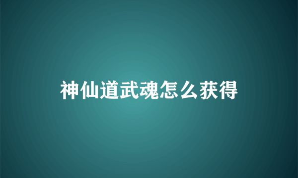 神仙道武魂怎么获得