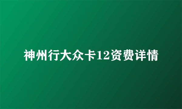 神州行大众卡12资费详情