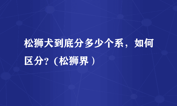 松狮犬到底分多少个系，如何区分？(松狮界）