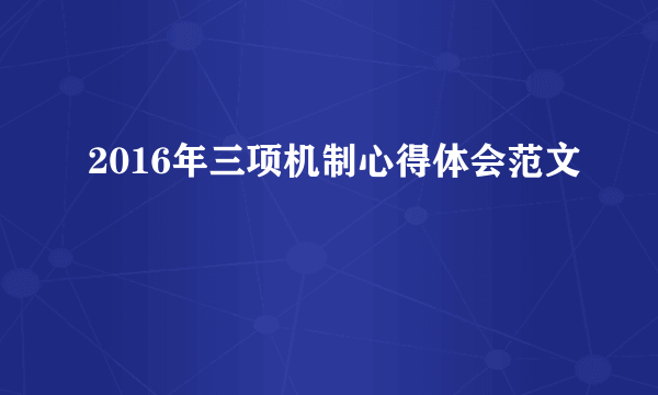 2016年三项机制心得体会范文