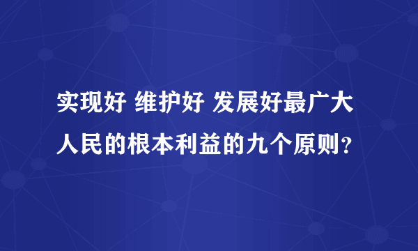 实现好 维护好 发展好最广大人民的根本利益的九个原则？