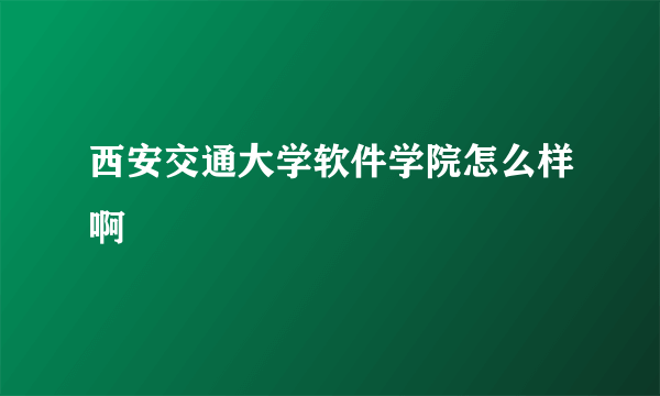 西安交通大学软件学院怎么样啊