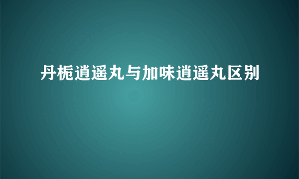 丹栀逍遥丸与加味逍遥丸区别