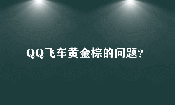 QQ飞车黄金棕的问题？