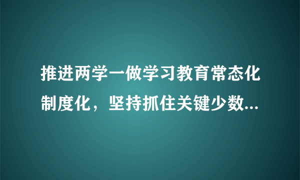 推进两学一做学习教育常态化制度化，坚持抓住关键少数与什么相结合