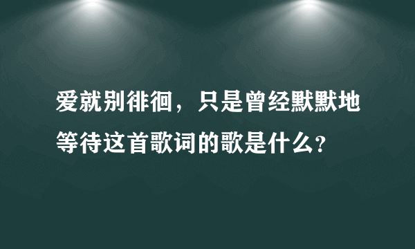 爱就别徘徊，只是曾经默默地等待这首歌词的歌是什么？