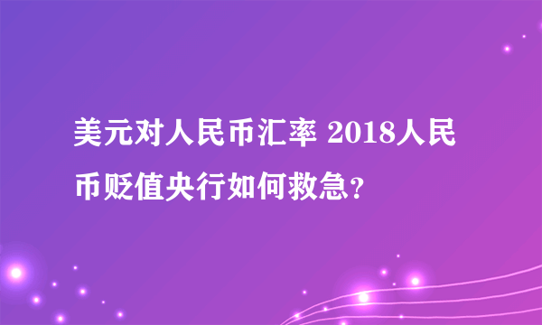 美元对人民币汇率 2018人民币贬值央行如何救急？