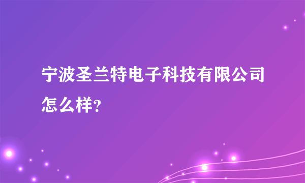 宁波圣兰特电子科技有限公司怎么样？