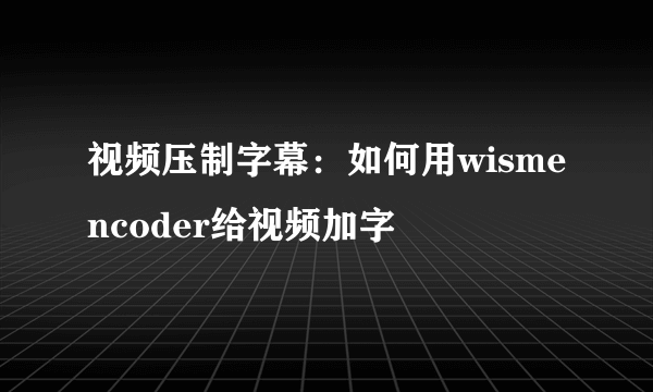 视频压制字幕：如何用wismencoder给视频加字