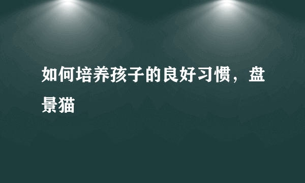 如何培养孩子的良好习惯，盘景猫